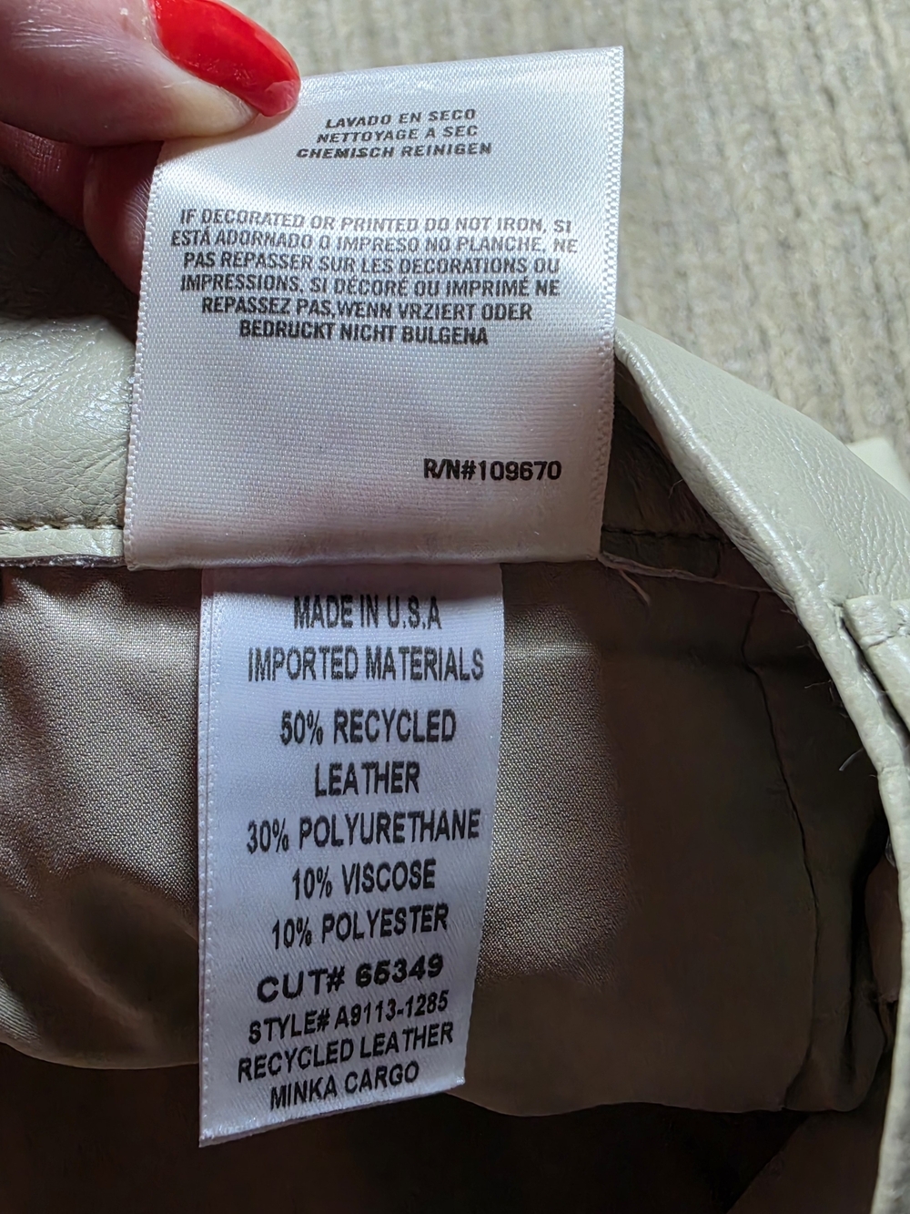 AGOLDE Women's Beige Recycled Leather Minka Cargo Lined Pants Soft 24x32 - Picture 8 of 11